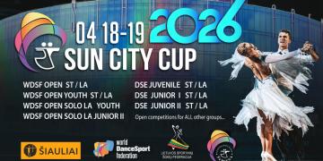 WDSF and Lithuanian dancesport ranking competition "Sun City Cup 2026" poster